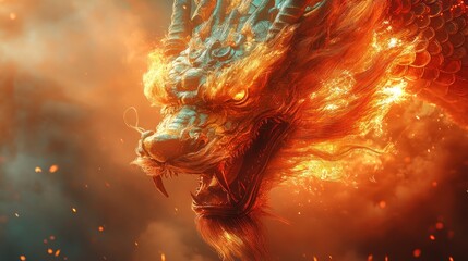 Wall Mural - close-up of traditional chinese dragon dance in vibrant colors