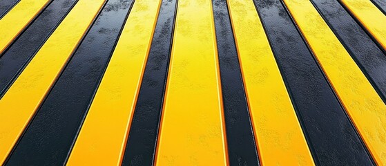 Poster - Vibrant yellow and black striped surface showcasing a modern, abstract design perfect for backgrounds or creative projects.