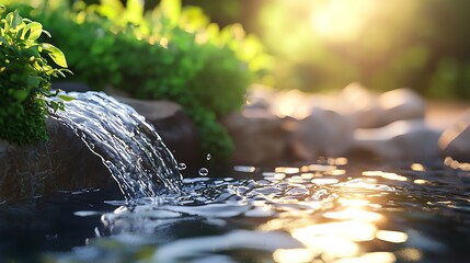 Aufkleber - Serene Waterfall Flows Into Calm Pool Of Water