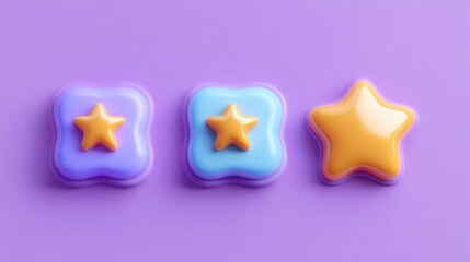 Poster - Colorful star shapes on a vibrant purple background, ideal for playful designs and creative projects.