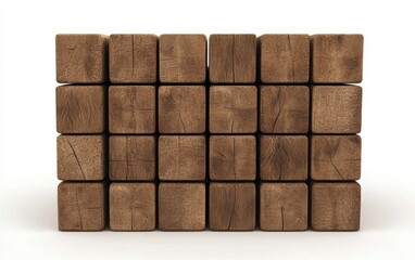 Poster - A collection of wooden blocks arranged neatly, showcasing natural textures and shades, ideal for various design projects.