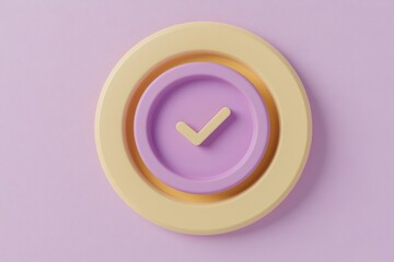 Fototapete - Colorful checkmark symbol on a pastel background, representing success, approval, and positive outcomes in various contexts.