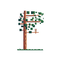 Poster - tree pixel art vector illustration. design for logo, sticker and mobile app.