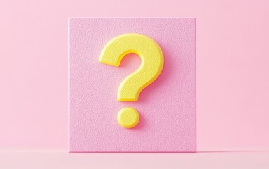 Poster - Colorful question mark on pink background, ideal for creative projects, education, or inquiry-themed designs.