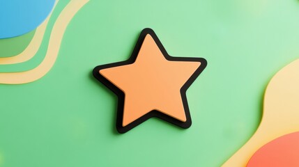 Poster - A vibrant orange star shape on a colorful background, perfect for designs, decorations, or educational materials.