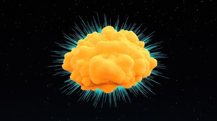 Poster - Vibrant orange cloud with glowing edges against a dark starry background, creating a striking visual effect.
