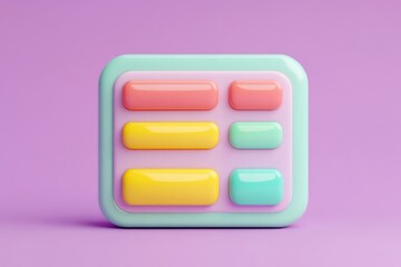 Poster - Colorful buttons on a pastel background, perfect for digital design, user interface, or creative projects.