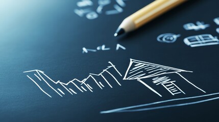 Poster - Housing Market Growth Graph and House Sketch