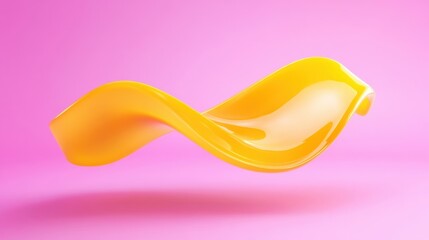 Poster - a vibrant yellow wave gracefully floating against a soft pink background, creating an eye-catching v