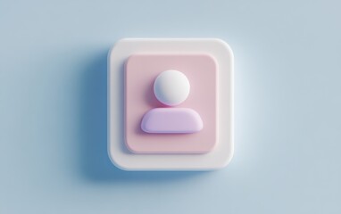 Poster - Stylized user profile icon in pastel colors, featuring minimalistic design and smooth shapes on a soft background.
