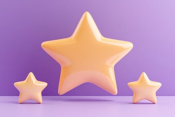 Poster - Colorful stars arranged in a playful composition against a soft purple background, ideal for creative projects and designs.
