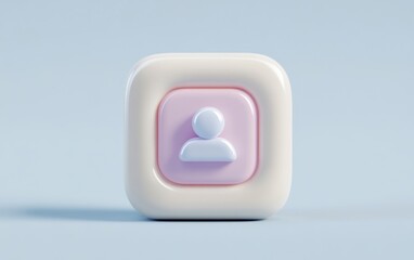Poster - Stylized icon of a user profile in soft pastel colors against a minimalistic background, perfect for digital applications and designs.