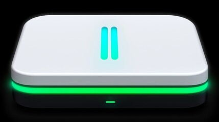 Poster - Illuminated Device with Pause Symbol, Green Glow Base