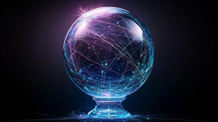 Poster - Illuminated Glass Sphere Network Data Visualization