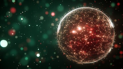 Poster - Illuminated Network Sphere Abstract Digital Art