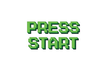 Poster - press start. pixel art. 8 bit game. retro game. for game assets in vector illustrations on white bac