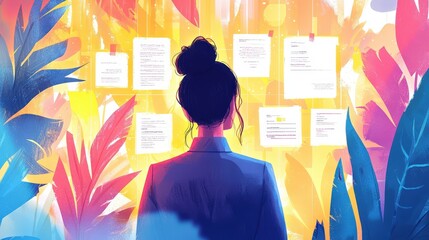 Poster - A manager guiding their team through an agile workflow, emphasizing communication and continuous improvement for a highly adaptable work culture.