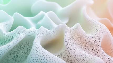 Poster - Abstract close-up of textured foam with holes and smooth flowing shapes, soft pastel colors