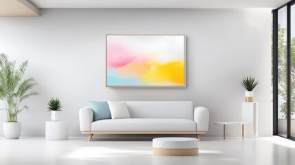 Poster - Modern wall art decor with abstract brushstrokes in vibrant colors, framed for a chic and lively living space.