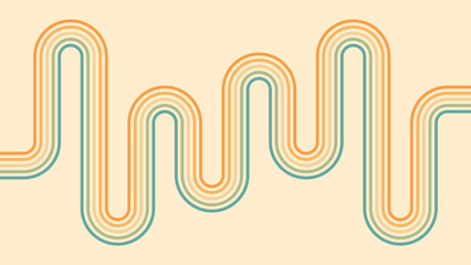 Wall Mural - abstract background of rainbow groovy wavy line design in 1970s hippie retro style. vector pattern r
