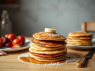 tasty homemade pancakes on the table