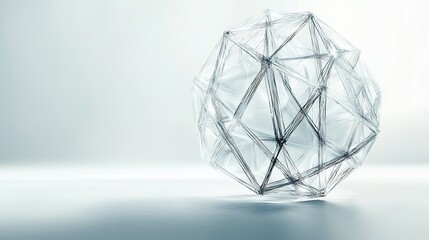 Poster - Abstract geometric glass sphere on white background.