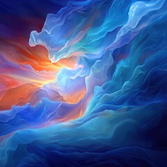 Poster - Swirling abstract universe of colors and shapes close-up view soft lighting emphasizing intricate details