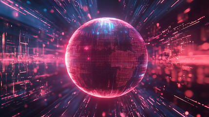 Aufkleber - Dynamic digital sphere virtual realm 3d visualization futuristic environment abstract viewpoint technology concept