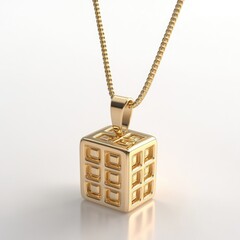 Poster - Gold necklace with square pendant