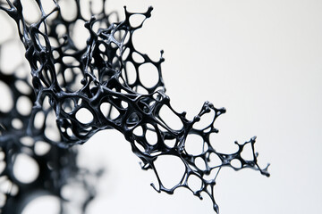 Fototapete - Abstract black sculpture in a creative organic shape with intricate details