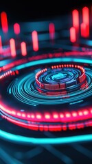 Poster - Advanced space technology closeup spacecraft digital display futuristic environment medium angle illuminated details