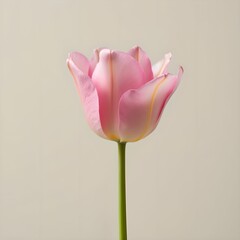 Aufkleber - a single pink tulip with a green stem, set against a plain white background.