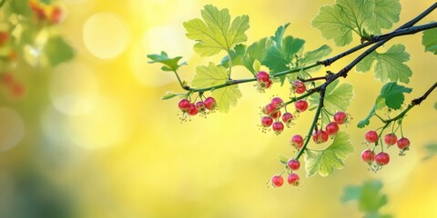 Wall Mural - Red berries on tree branch