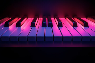 digital piano with neon-lit keys, symbolizing harmony and sophistication