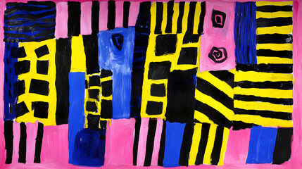 Poster - Bold abstract art creation art studio digital illustration colorful environment close-up view modern expressionism