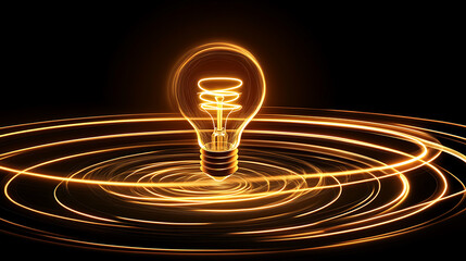 Aufkleber - Illuminating ideas light bulb rising above rippling waves abstract concept dark background dynamic viewpoint