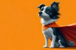 © Gatherina - Superhero dog wearing a cape and looking up with hope and determination