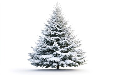 Wall Mural - perfect snow covered christmas tree on white background