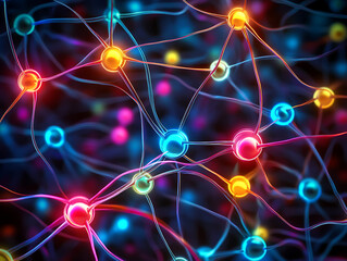 Aufkleber - Innovative neural network visualization digital realm abstract art colorful design close-up connectivity concept