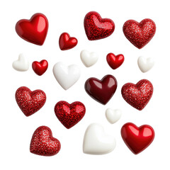 Sticker - Decorative hearts in various colors and textures transparent background isolated png