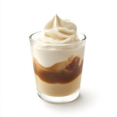 A frothy white Russian with a swirl of cream, creamy and indulgent, isolated white background