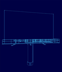 Poster - Billboard is shown in a blue color. The billboard is a large structure with a pole in the middle. The pole is surrounded by a fence