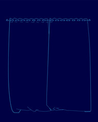 Poster - Blue curtain outline. The curtain is hanging from a rod