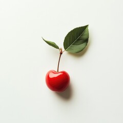 Wall Mural - Single cherry with leaf