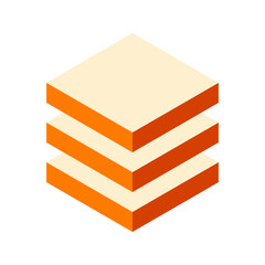 Poster - Stack of three isometric cubes in warm orange and beige tones.  Perfect for presentations, infographics, or website backgrounds needing a modern, minimalist design.