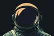 © Sergio Lucci - Astronaut helmet close-up on a starry black background with a reflective golden visor