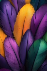 Wall Mural - Close-up shot of a bunch of colorful feathers