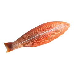 Raw salmon fillet isolated on white, with detailed texture, ideal for designs with a clean clipping path