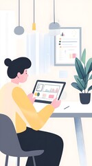 Wall Mural - focused individual reviewing advertising performance data at desk