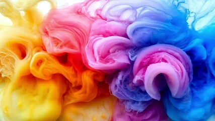 Wall Mural - rainbow ink swirl: a vibrant and mesmerizing abstract image featuring a swirling blend of rainbow-co
